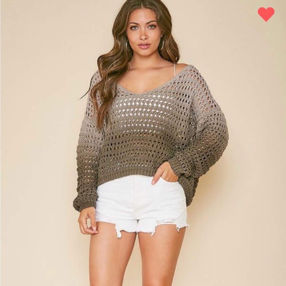 Olive You Ombre Open Knit Sweater